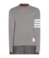 Thom Browne Loopback Jersey Knit 4-bar Crewneck Sweatshirt In Gray