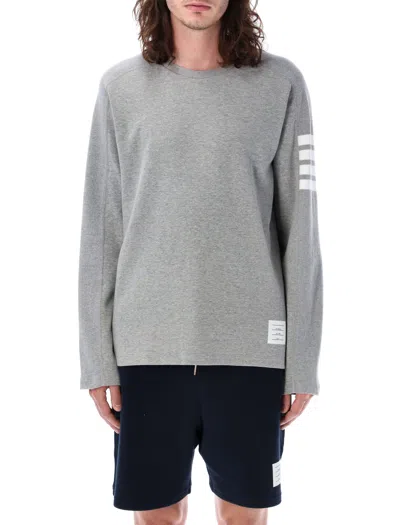 Thom Browne Intarsia Stripes Cotton Sweatshirt In Light Grey