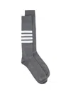 Thom Browne Long Striped Socks In Med Grey
