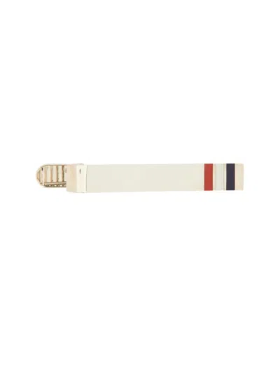 Thom Browne Long Striped Tie Clip In White