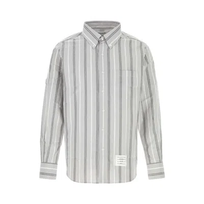 Pre-owned Thom Browne Long-sleeve Body Straight Fit Self Armband Shirt 'medium Grey' | Men's Size 3