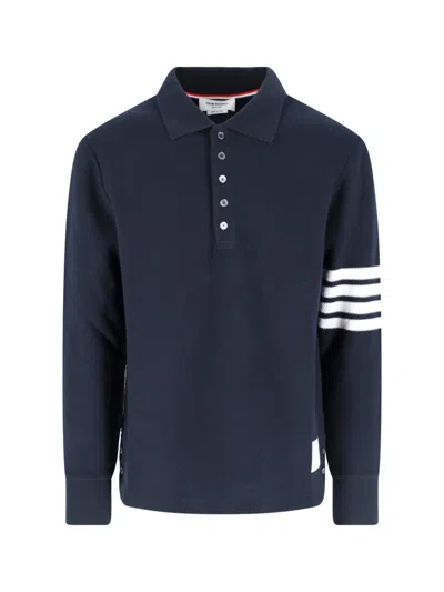 Thom Browne Long-sleeve Polo Collar Sweater In Blue