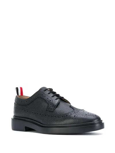Thom Browne Longwing Brogue Leather Shoes In Black