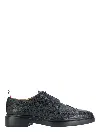 Thom Browne Longwing Brogue Leather Shoes In Black