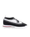 Thom Browne Longwing Brogue W/ Tech Runner Sole In Trompe Loeil Knit In Black