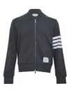 Thom Browne Loopback 4-bar Bomber Jacket In Gray