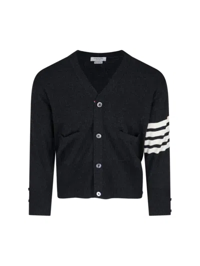 THOM BROWNE THOM BROWNE LOOPBACK 4-BAR CARDIGAN – BLACK