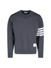 Thom Browne Classic Loop Back Sweatshirt With Engineered 4 Bar In Gray