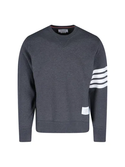 Thom Browne Loopback 4-bar Crewneck Sweatshirt In Gray