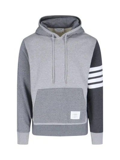THOM BROWNE LOOPBACK 4-BAR HOODIE SWEATSHIRT - GREY