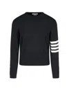 Thom Browne Ribbed Hem Crewneck Striped Sleeve Button Cuffs