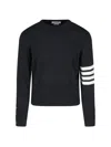 Thom Browne Ribbed Hem Crewneck Striped Sleeve Button Cuffs