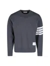 Thom Browne Classic Loop Back Sweatshirt With Engineered 4 Bar