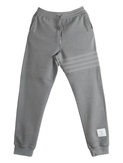 Thom Browne Tapered Striped Cotton-terry Sweatpants In Gray