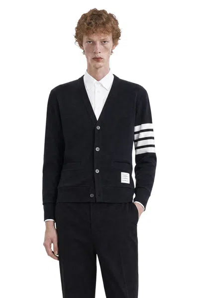 Thom Browne Loopback 4-bar Boat Cardigan In Blue