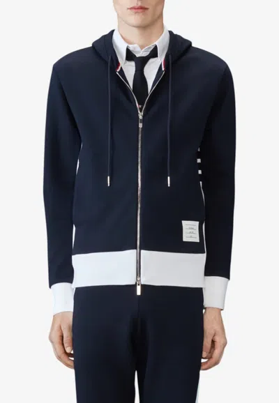 Thom Browne Loopback 4-bar Stripes Zip-up Hoodie In Navy