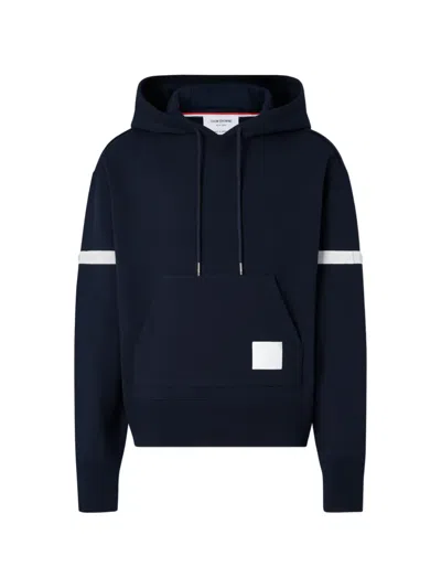 Thom Browne Loopback Jersey Armband Oversized Hoodie In Blue