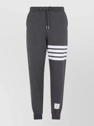 Thom Browne Loopback Stripe Cotton Sports Pants In Gray