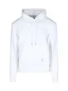 Thom Browne Hooded Sweatshirt With Kangaroo Pocket And Striped Detail In White