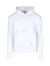 Thom Browne Hooded Sweatshirt With Kangaroo Pocket And Striped Detail In White