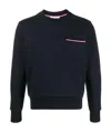 Thom Browne Loopback Stripe Pocket Sweatshirt In Black