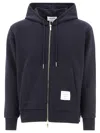 THOM BROWNE NAVY MEN'S LOOPBACK ZIPPERED HOODIE FOR FALL/WINTER 2024