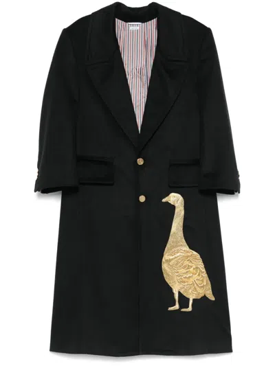 Thom Browne Low Break Coat In Black