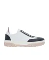 Thom Browne Low Lace-up Sneakers In White