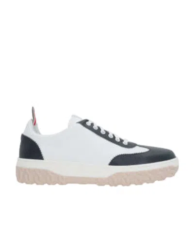 Thom Browne Low Lace-up Sneakers In White