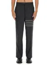 Thom Browne Low Rise Drop Crotch Backstrap Trousers In Grey