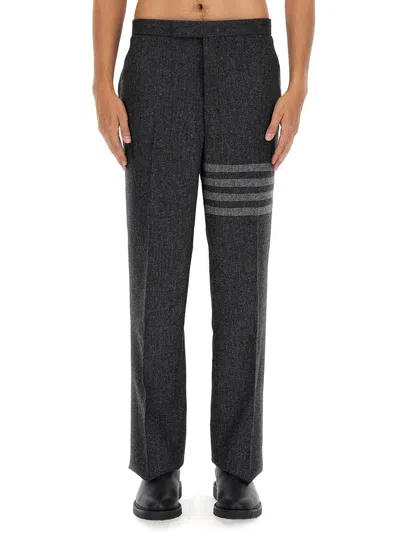 Thom Browne Low Rise Drop Crotch Backstrap Trousers In Grey