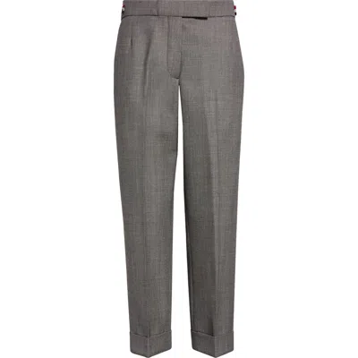 Thom Browne Low Rise Side Tab Slim Fit Wool Piqué Pants In Black/white