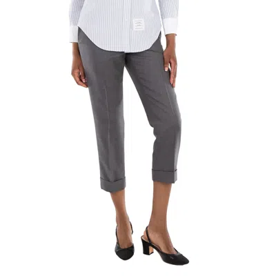 Thom Browne Low Rise Side Tab Slim Trousers In Gray
