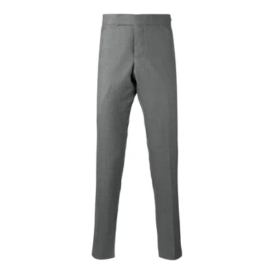 Thom Browne Low Rise Skinny Side Tab Trousers Men In Gray