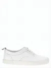 Thom Browne Low-top Calf Leather Sneakers With Tricolor Pull Tab In White
