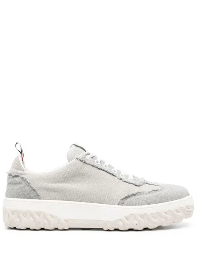 Thom Browne Low-top Frayed Sneakers In Grey
