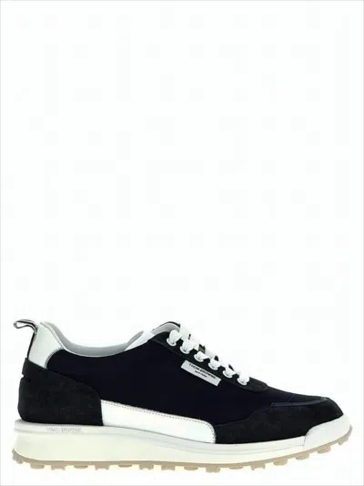 THOM BROWNE LOW-TOP SNEAKERS CRAFTED FROM PREMIUM CALF LEATHER