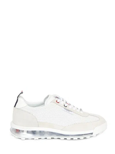 Thom Browne Low-top Trainers With Rwb Stripe In White Leather Man