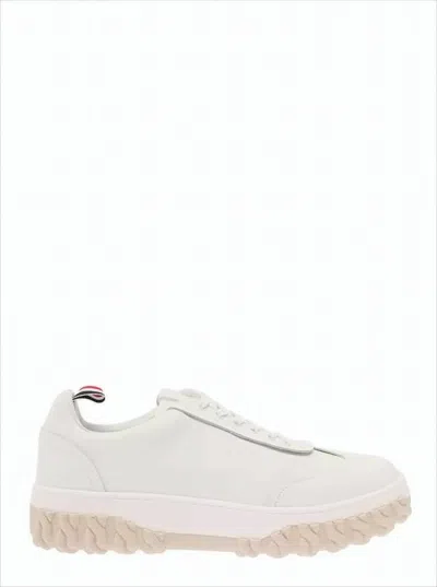 Thom Browne Low-top Sneakers With Smooth Calfskin Upper And Textured Sole In White