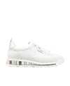 Thom Browne Perforated Leather Sneakers With Suede Overlays And Transparent Sole In White