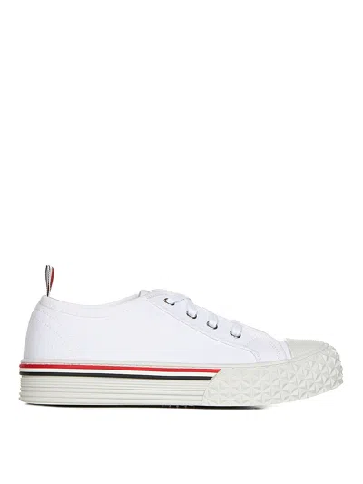 Thom Browne Low-top White Cotton Canvas Sneakers