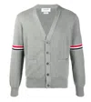 Thom Browne 4-bar Stripe V-neck Cardigan In Gray