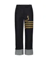 Thom Browne Snake-embroidered Chino Jeans In Dark Wash Denim