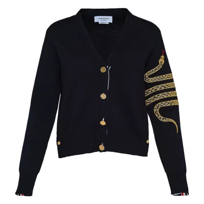 Thom Browne Lunar New Year Embroidered Cardigan No Pocket Women Women In Blue