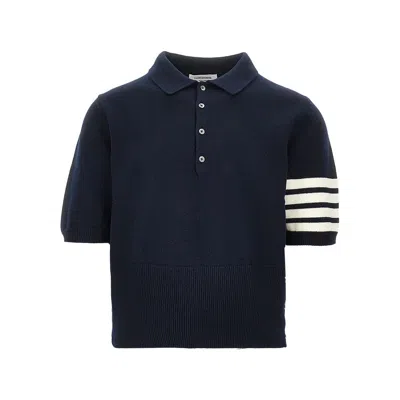 Thom Browne Lunar New Year Intarsia Wool Polo Shirt In Blue