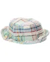 Thom Browne Madras Check Pouf Tweed Silk-lined Wool-blend Bucket Hat In Blue