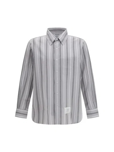 Thom Browne Madras Striped Armband Shirt In Gray