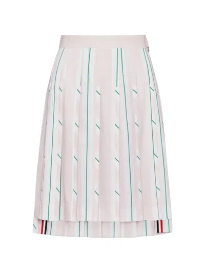 Thom Browne Madras Striped Pleated Mini Skirt In Multi