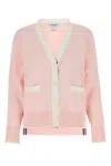 Thom Browne Cotton Cardigan With Contrast Trim And Ruffle Detailing
