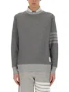 Thom Browne 4-bar Silk-blend Crewneck Sweatshirt In Grey